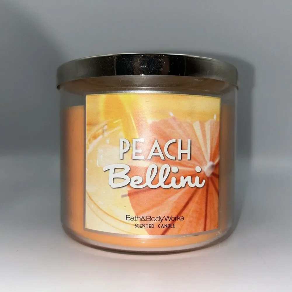 Bath & Body Works White Barn Peach Bellini Large 3-Wick Scented Candle 14.5 oz. - Picture 1 of 5